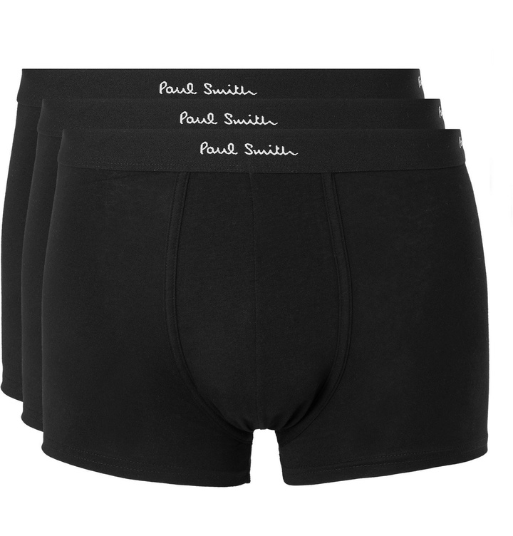 Photo: Paul Smith - Three-Pack Stretch-Cotton Boxer Briefs - Black