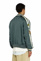 Diesel Satin bomber jacket with patches - Jackets Mens in Green