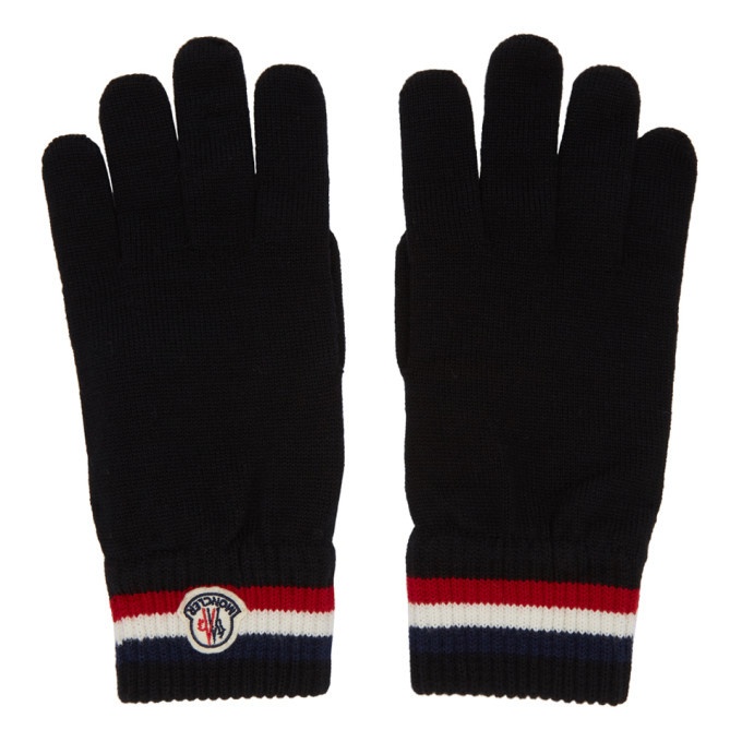 Photo: Moncler Black Wool Stripe Gloves