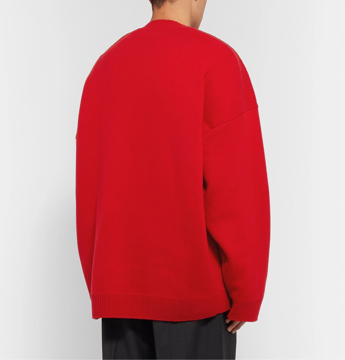 Balenciaga Oversized Embroidered Knitted Sweater Red