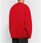 Balenciaga - Oversized Embroidered Knitted Sweater - Red