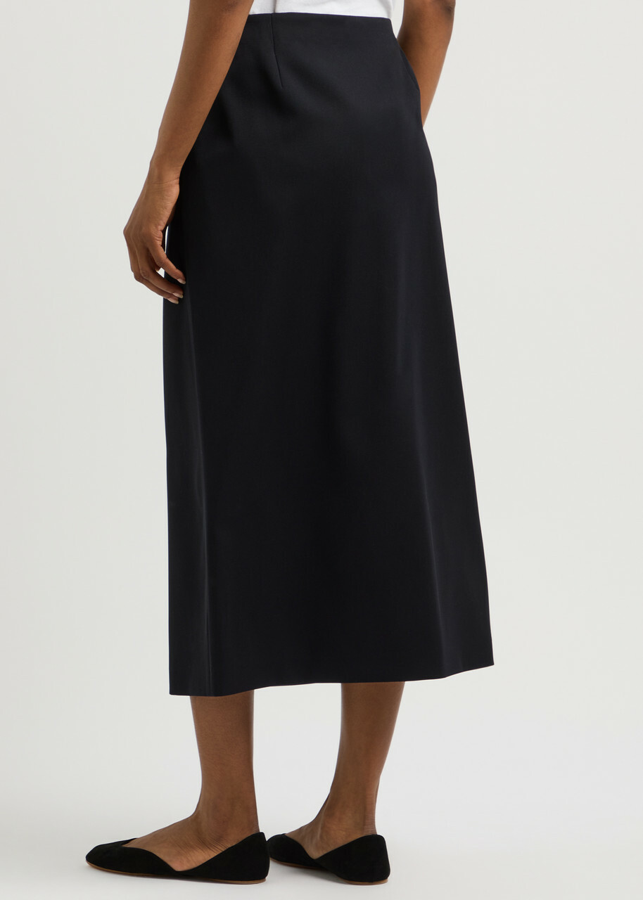 スカート The Row FW24 The Row Kavi Skirt (8106 W3032 NVY) THE ROW Kavi wool wrap midi skirt | NET-A-PORTER