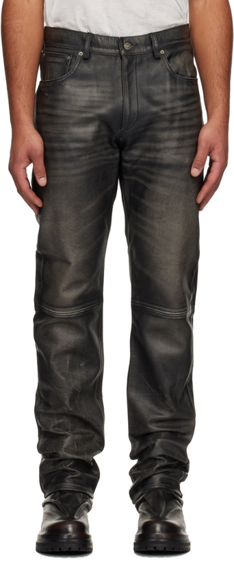 Photo: 424 Black Fivepocket Leather Pants