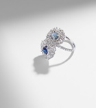 Suzanne Kalan 18kt white gold (750/1000) ring with gemstones
