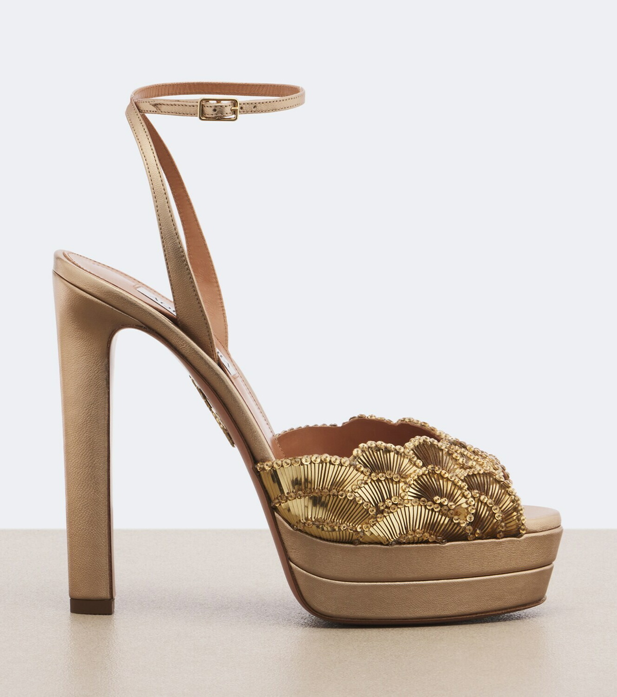 Aquazzura Ce Soir metallic leather platform sandals