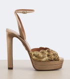 Aquazzura Ce Soir metallic leather platform sandals