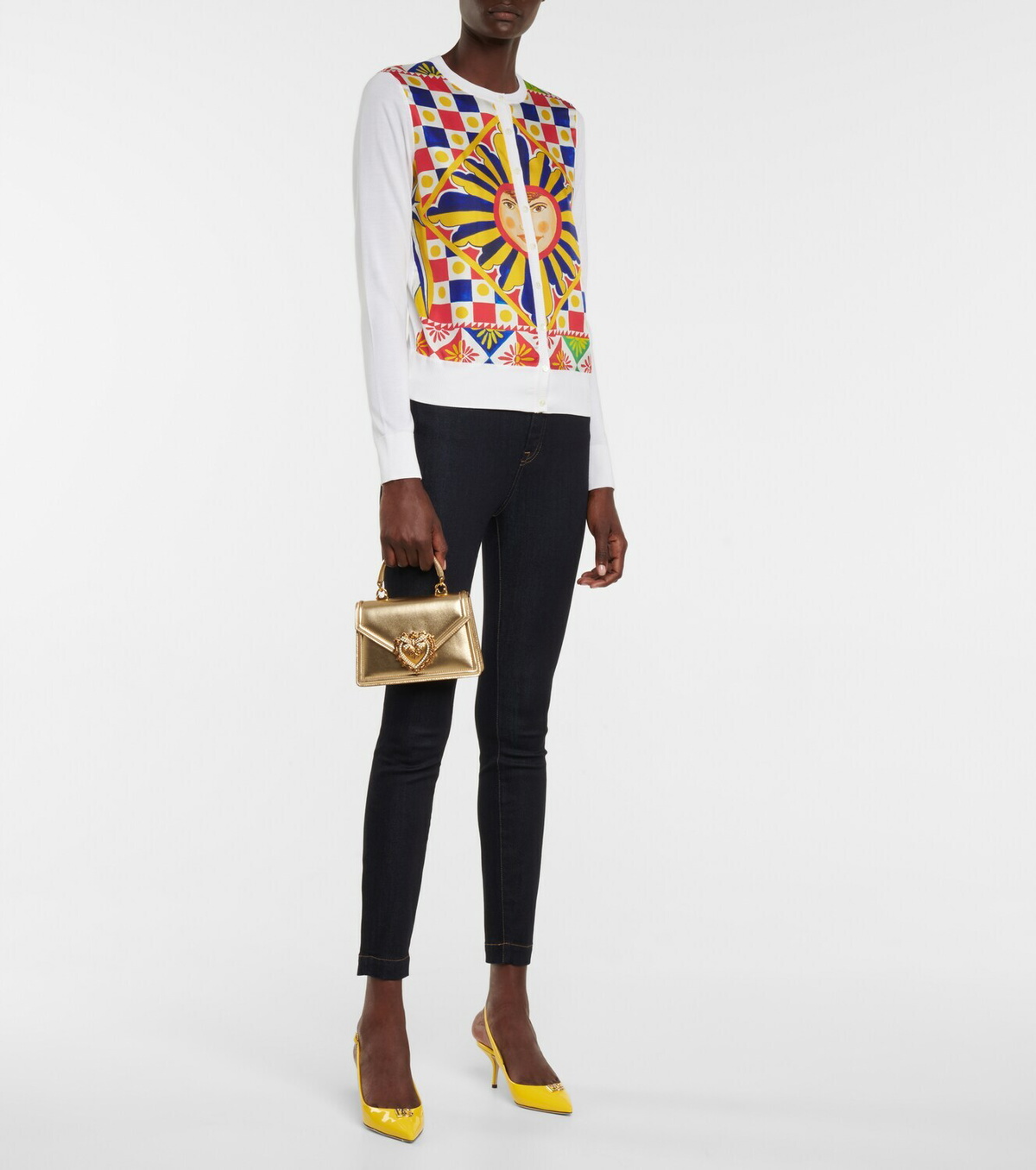 Dolce & Gabbana Multicolor Cardigan Color Block Silk Crewneck Sweater