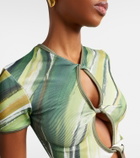 Christopher Esber Printed ribbed-knit jersey top