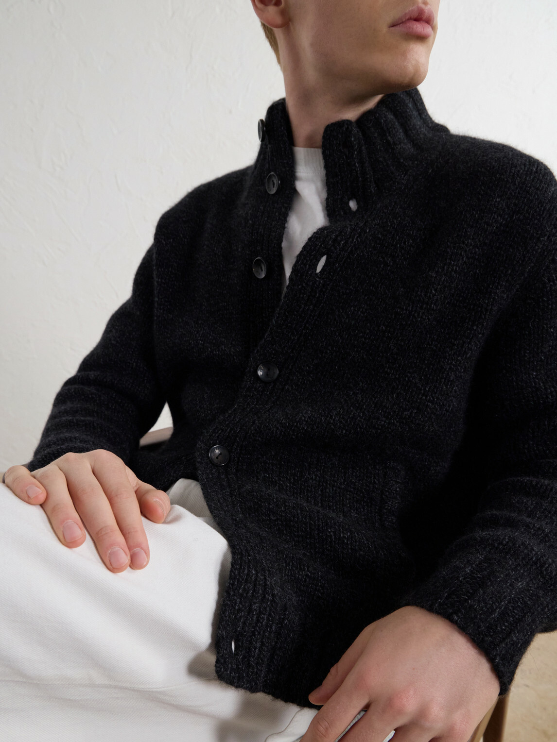 N.PEAL - Shearling-Trimmed Cashmere Cardigan - Gray