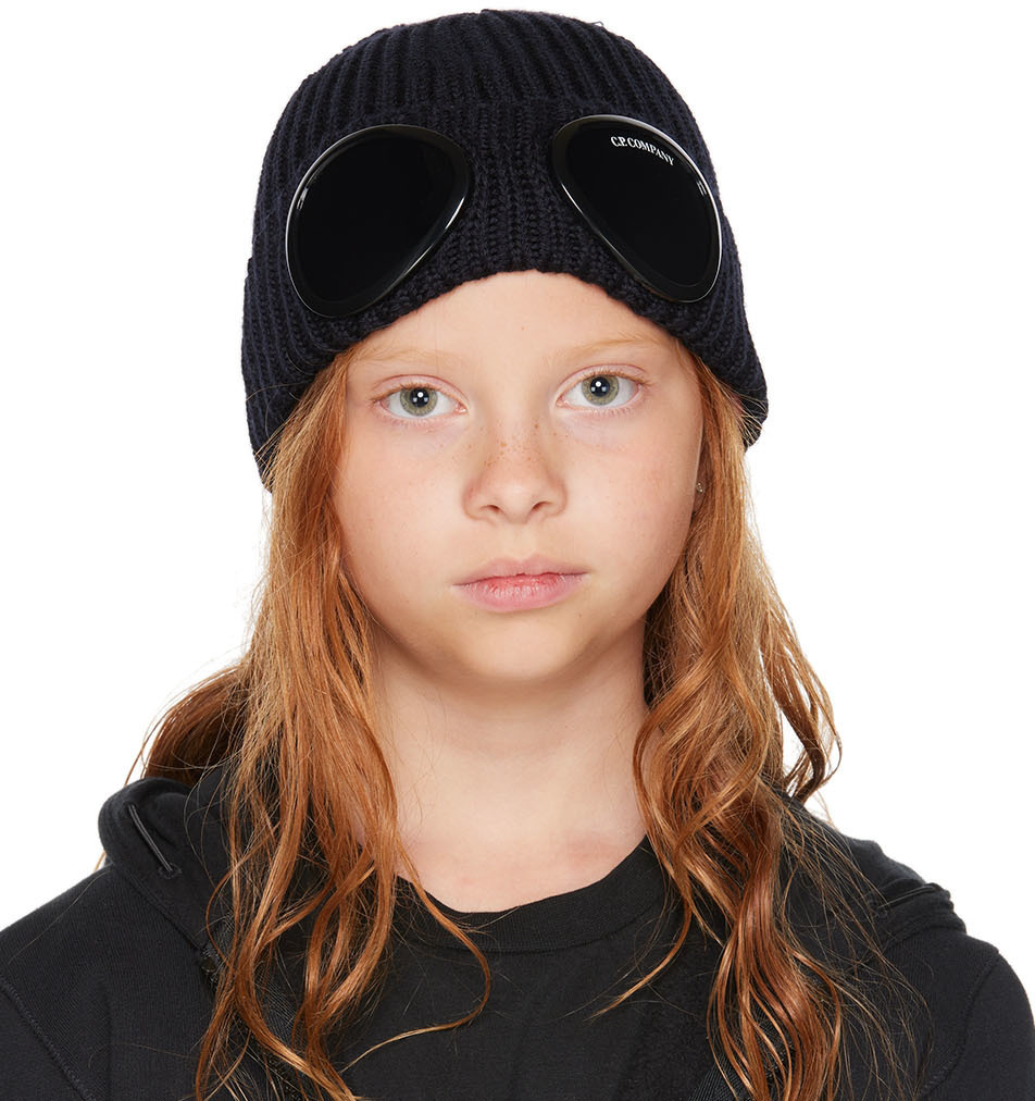 C.P. Company Kids Kids Navy Goggle Beanie C.P. Company