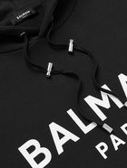 Balmain - Logo-Print Cotton-Jersey Hoodie - Black