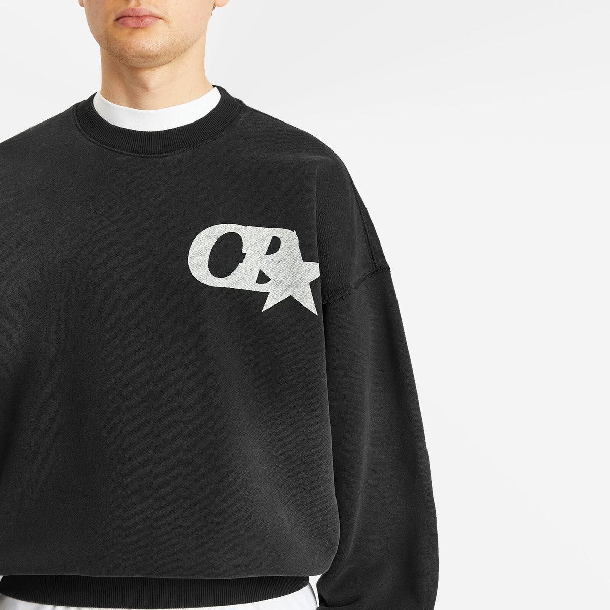 Cole Buxton Men's CB Star Distressed Sweatshirt in Vintage Black
