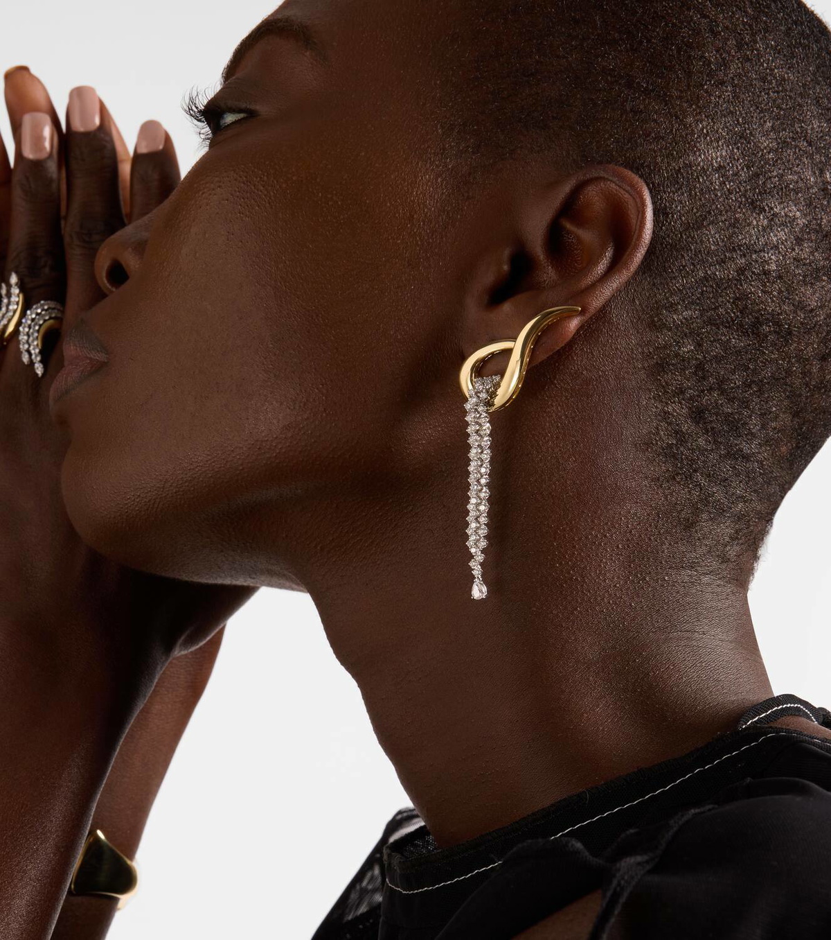 Yeprem Golden Strada 18kt white and yellow gold drop earrings with diamonds
