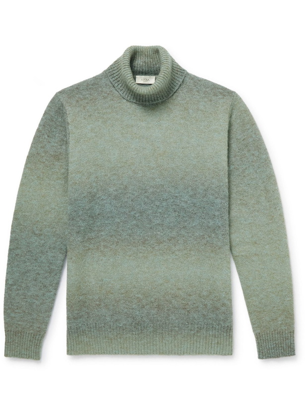 Photo: Altea - Slim-Fit Degradé Knitted Rollneck Sweater - Green