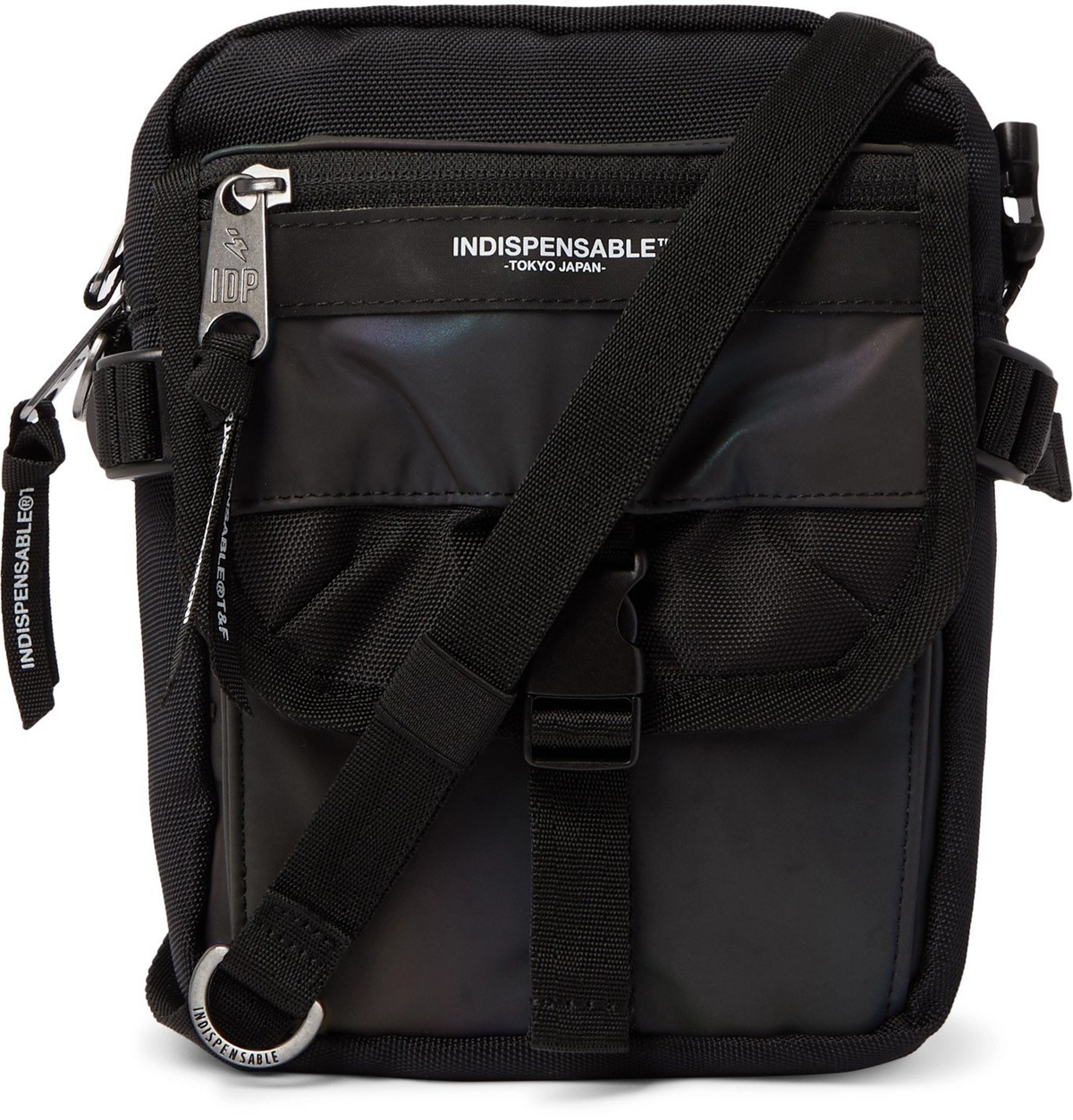 Indispensable - Buddy Iridescent Shell and Canvas Messenger Bag - Black ...