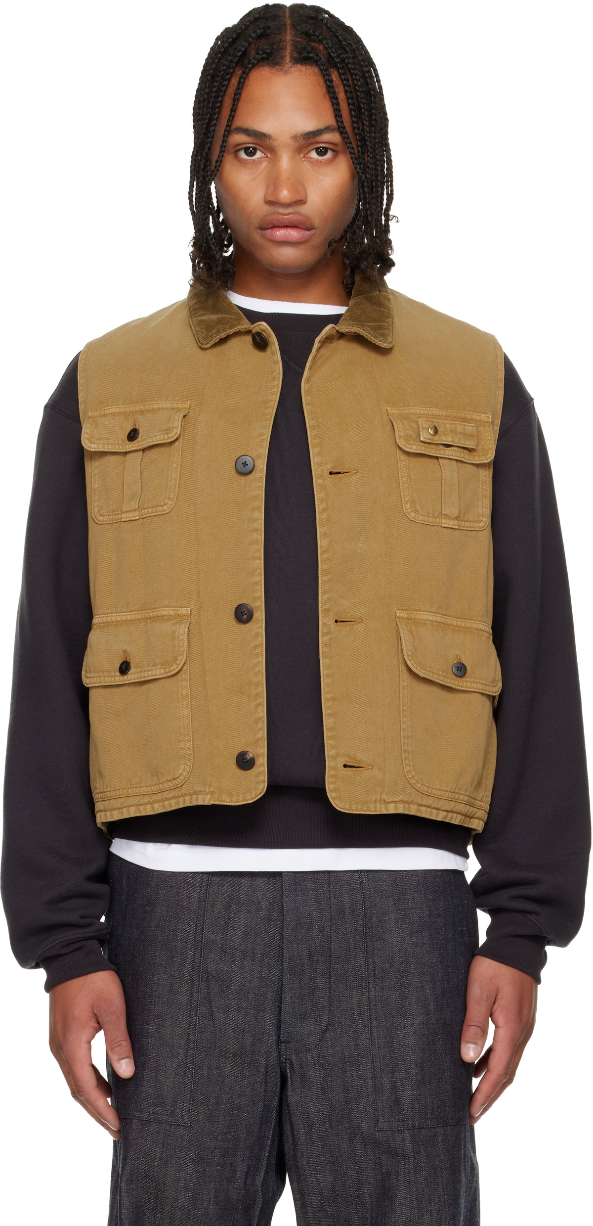 visvim Brown & Black Kora Reversible Down Vest Visvim