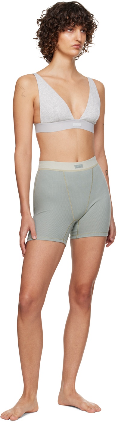 Womens Skims grey Cotton Ribbed Boxer Shorts