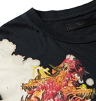 AMIRI - Distressed Logo-Print Tie-Dyed Cotton-Jersey T-Shirt - Black