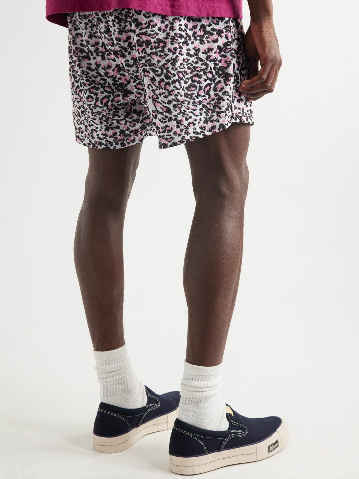 Throwing Fits StraightLeg LeopardPrint Mesh Shorts Pink