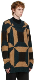 Dries Van Noten Brown & Navy Colorblocked Sweater