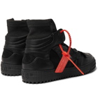 Off-White - Off-Court Full-Grain Leather and Canvas High-Top Sneakers - Black