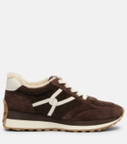 Veronica Beard Valentina suede-trimmed leather sneakers