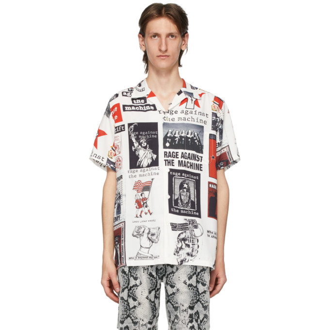 Photo: Wacko Maria White and Multicolor Rage Against The Machine Edition Hawaiian Shirt