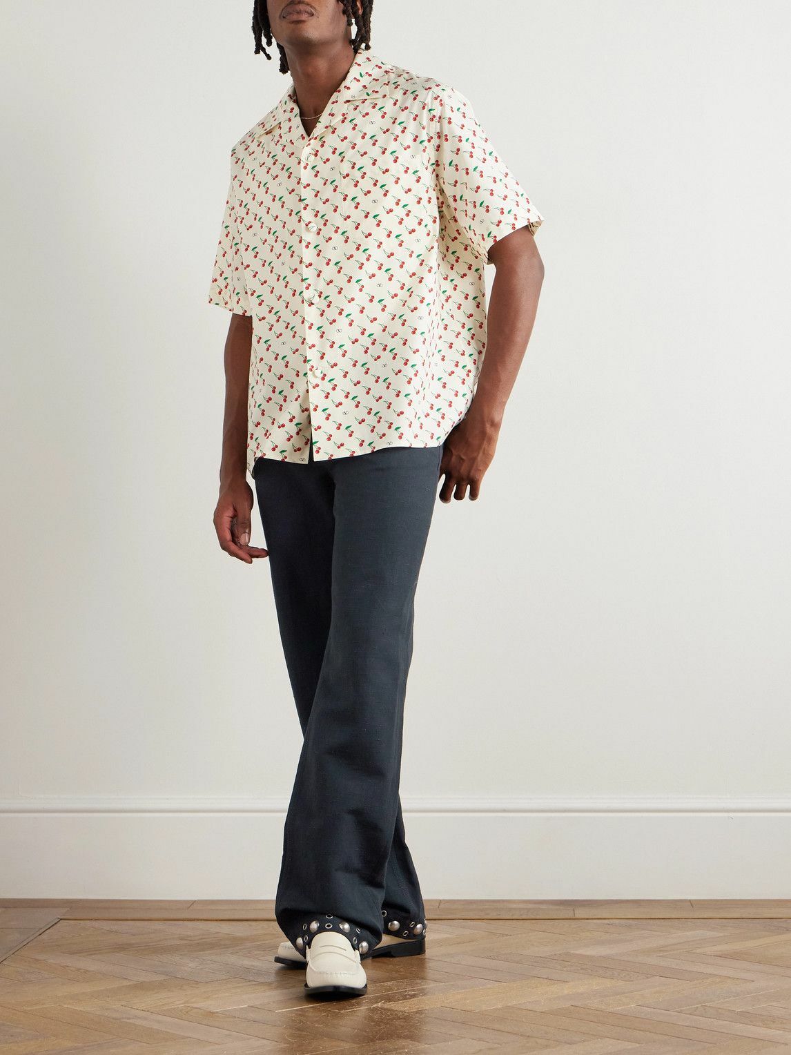 Valentino Garavani - Straight-Leg Embellished Linen and Cotton-Blend Trousers - Blue