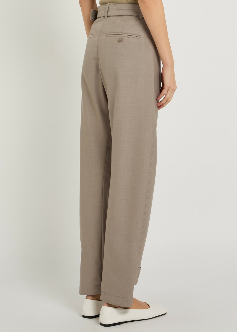 Lemaire Belted Barrel-leg Woven Trousers Taupe