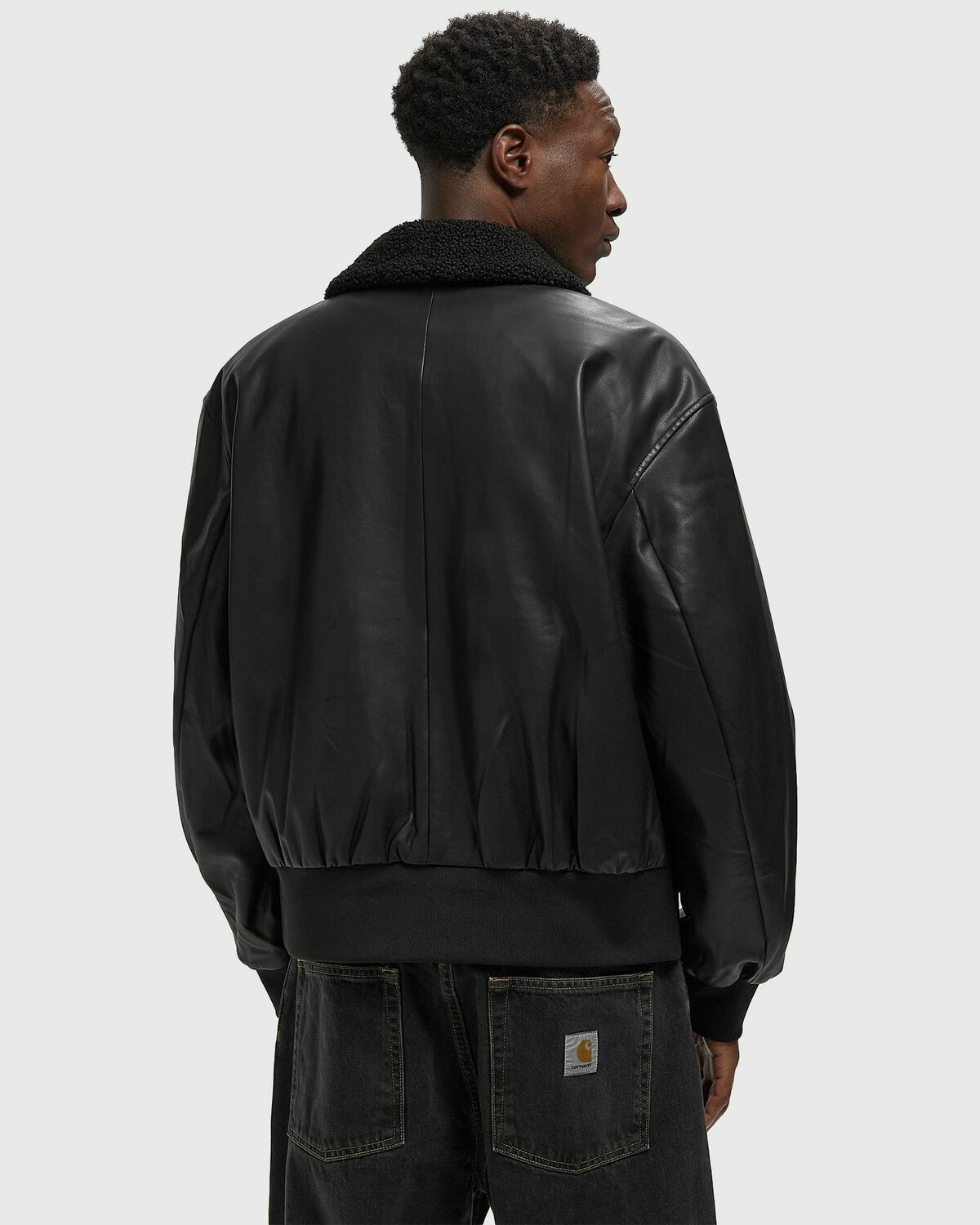 Calvin Klein Jeans LS FAUX LEATHER SHERPA COLLAR BO Black Mens Bomber Jacket