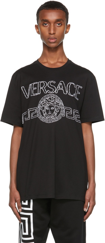 Photo: Versace Black Embroidered Medusa Logo T-Shirt