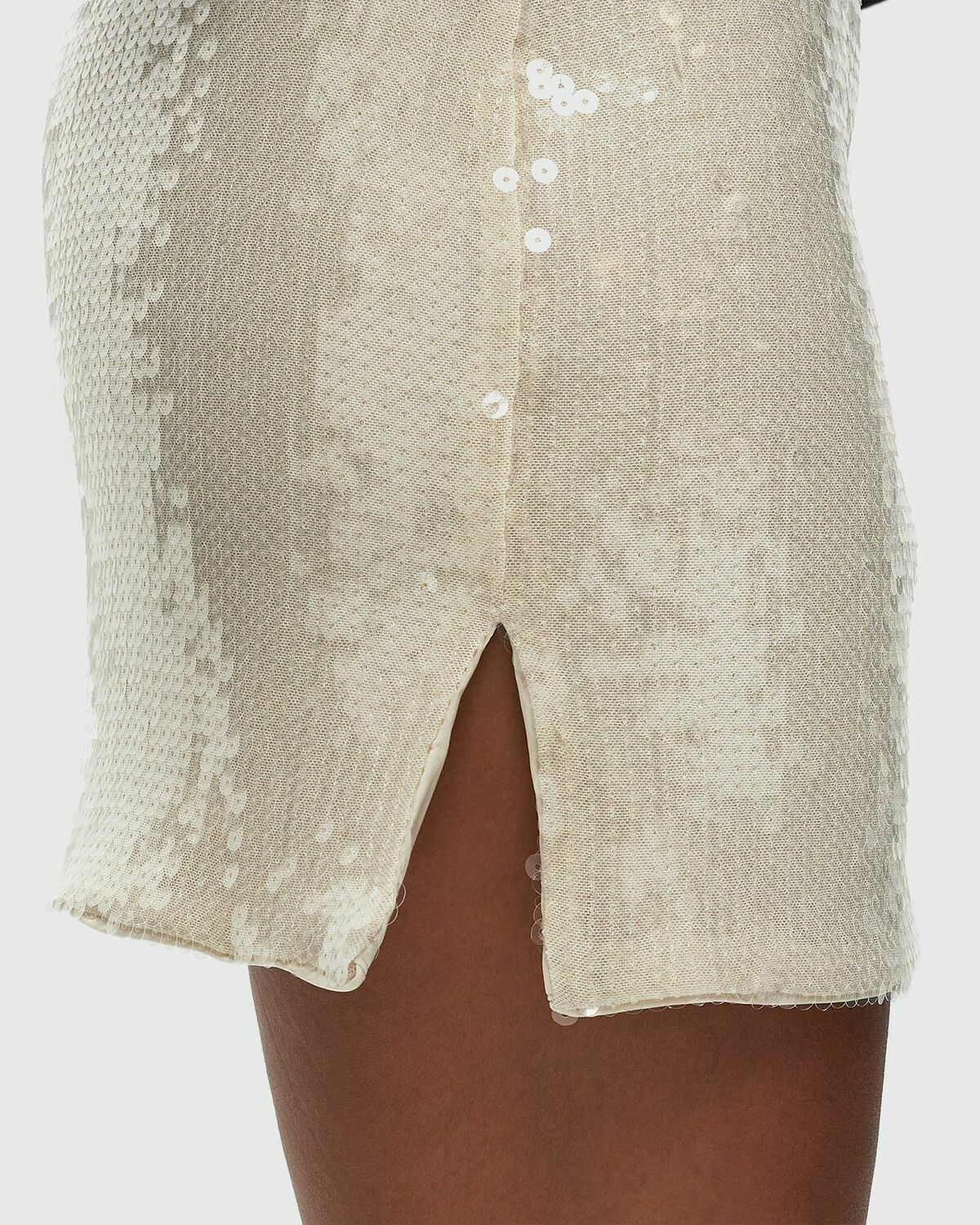 Rotate Birger Christensen Sequins Mini Skirt Beige Skirts