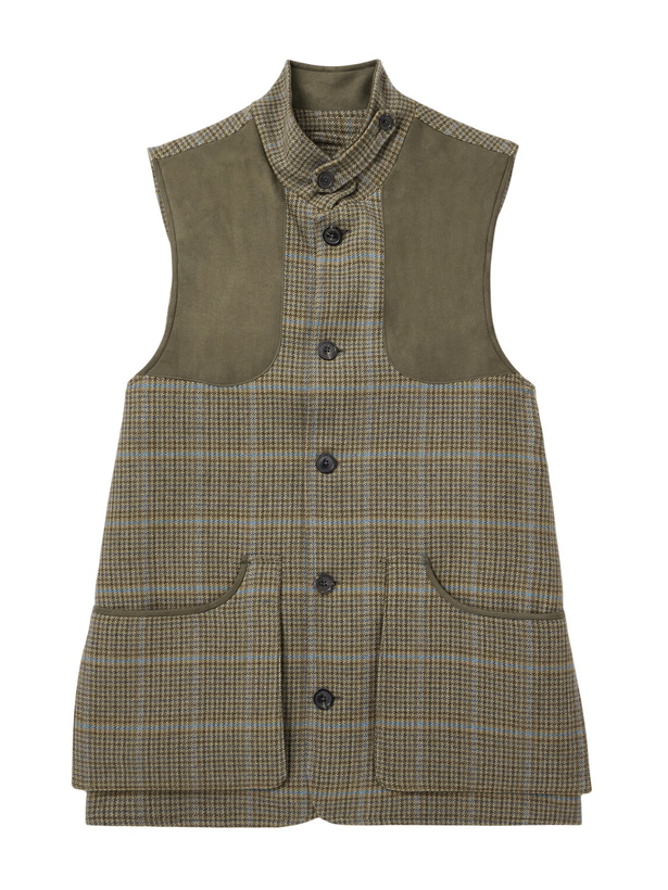 Photo: Purdey - Faux Suede-Trimmed Wool-Tweed Gilet - Brown