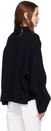 Totême Black Wool Rib Knit Sweater