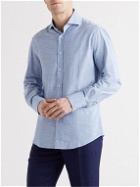 Brunello Cucinelli - Slim-Fit Spread-Collar Cotton-Chambray Shirt - Blue