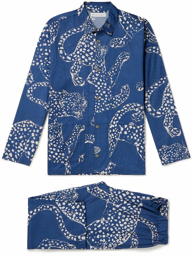 Photo: Desmond & Dempsey - Printed Cotton Pyjama Set - Blue
