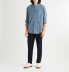 Massimo Alba - NOTO2 Mandarin-Collar Embroidered Cotton-Corduroy Shirt - Blue