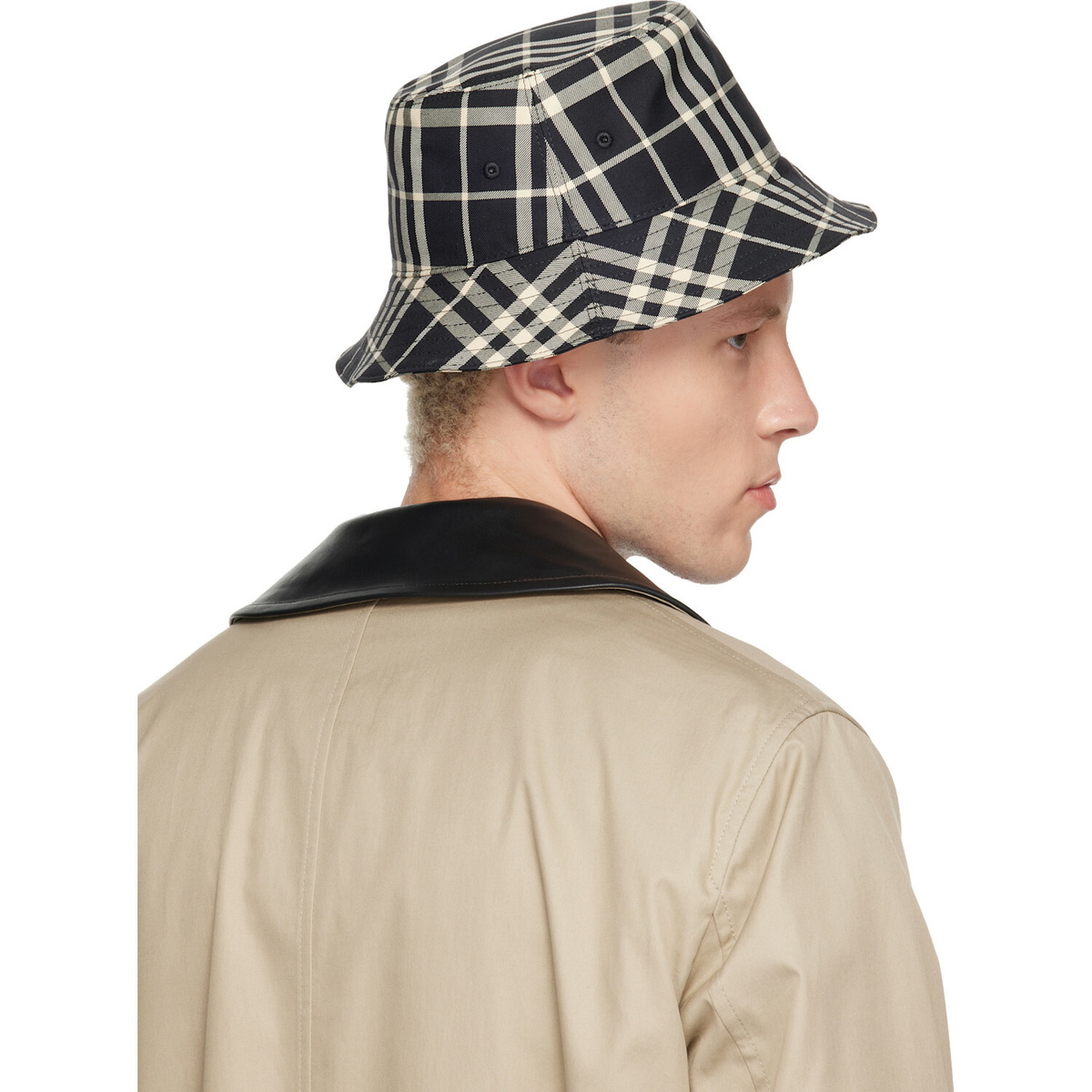Burberry Black Check Cotton Bucket Hat