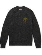 Alanui - Paso Del Icalma Logo-Embroidered Ribbed-Knit Sweater - Gray