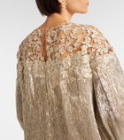 Oscar de la Renta Embellished silk-blend gown