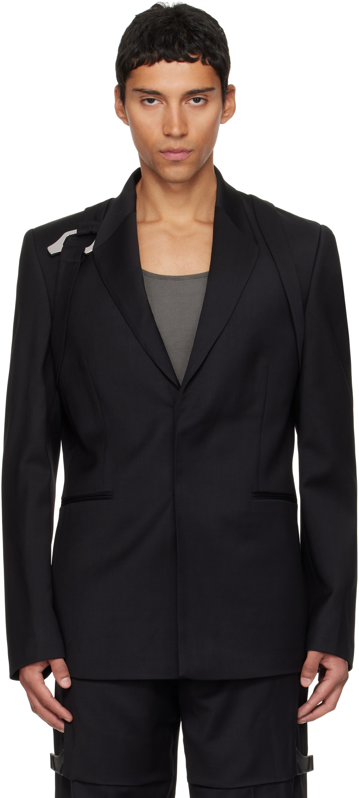 HELIOT EMIL Black Concordance Puffed Shirt Jacket Heliot Emil