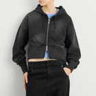 Dime Women's Cropped Zip Hoodie in Black Washed