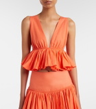 Alaïa Peplum striped cotton and linen top