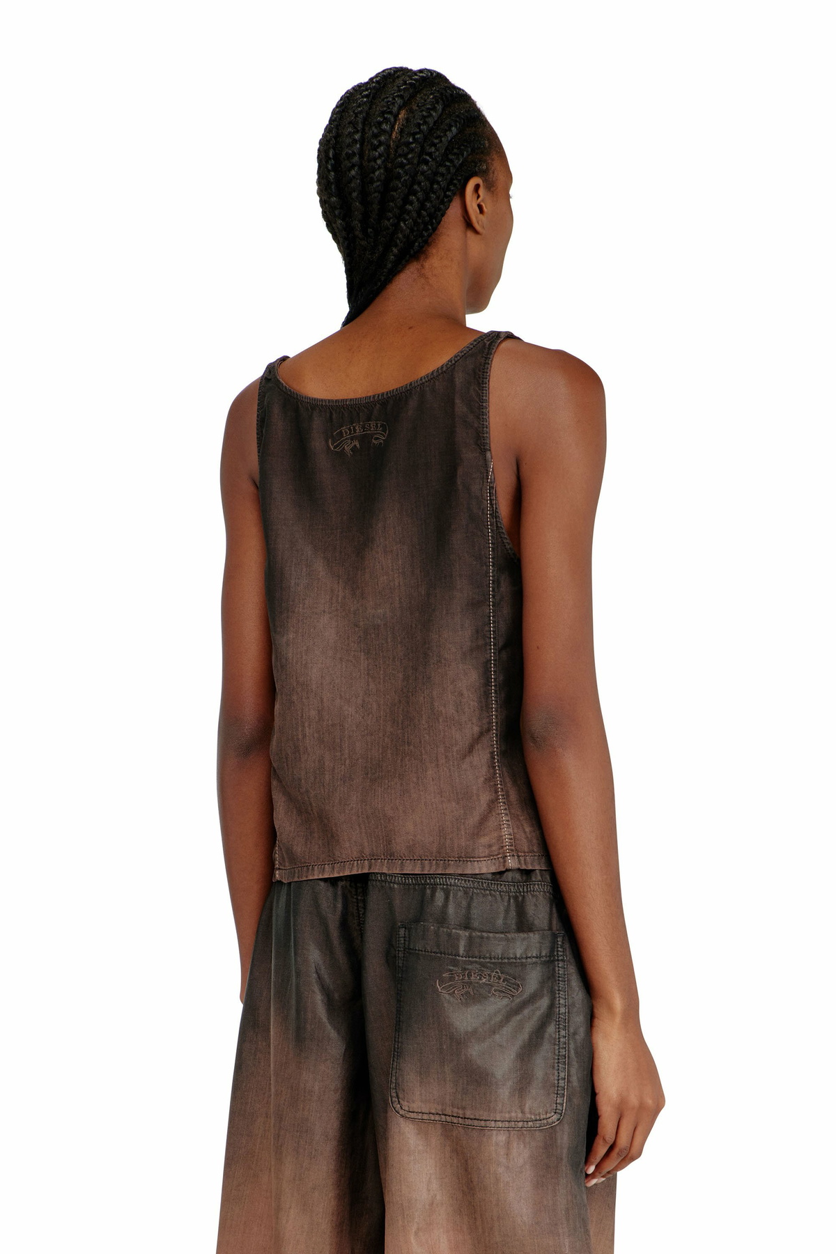 Diesel Tank top in fluid coated denim - Tops - Woman -