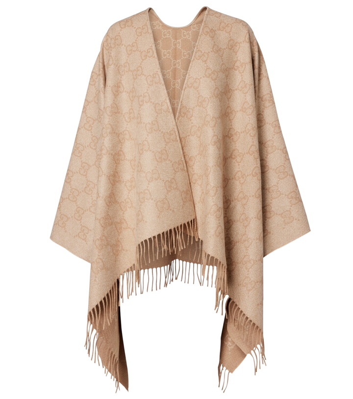 Photo: Gucci GG fringed cashmere-blend lamé cape