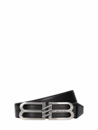 BALENCIAGA - 4cm Bb Signature Leather Belt