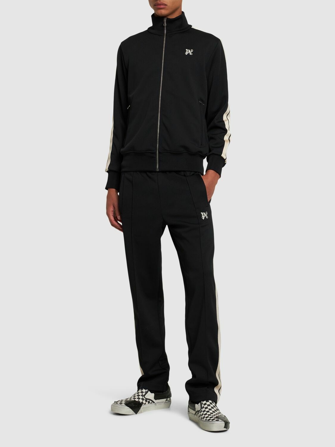PALM ANGELS - Monogram Zip-up Tech Track Sweatshirt Palm Angels