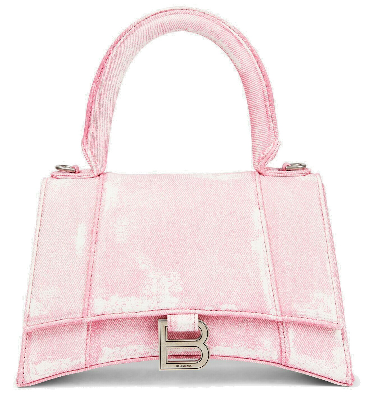 【BALENCIAGA】hourglass small logo-printed トート Balenciaga Hourglass Small Logo-printed Textured-leather