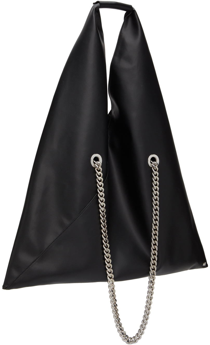 MM6 Maison Margiela Black Faux-Leather Medium Triangle Bag MM6 Maison  Margiela