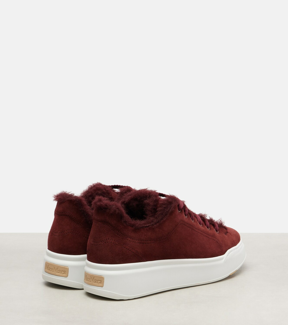 Max Mara Tmaxi Teddy-trimmed suede sneakers